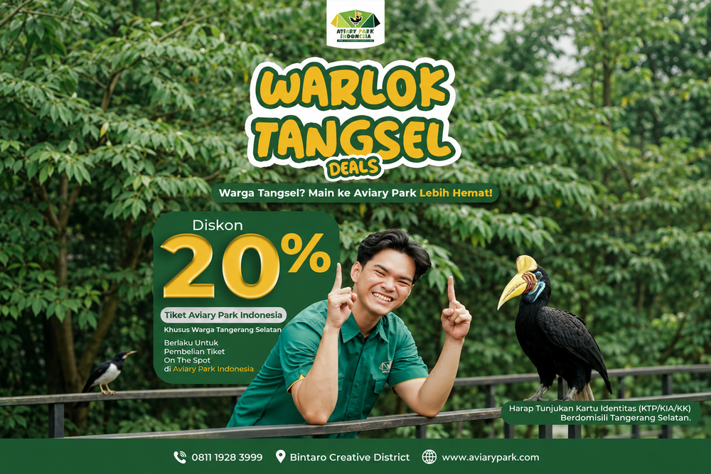 Warlok Tangsel Deals: Diskon 20% Tiket Aviary Park