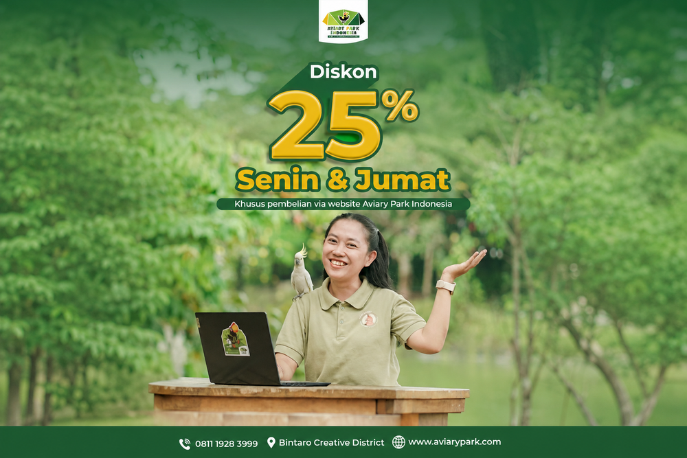 Promo Diskon 25% Tiket Aviary Park Setiap Senin & Jumat